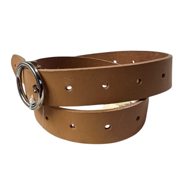 Genuine CIRCA Tan Leather With Circular Metal Buckle Women Belt Medium - Picture 2 of 8